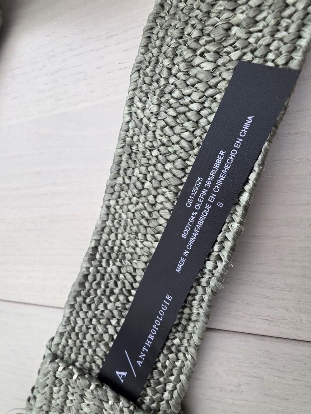 Anthropologie Raffia-Wrapped Stretch Waist Belt - Green Olive Sz S $58 - Picture 7 of 9